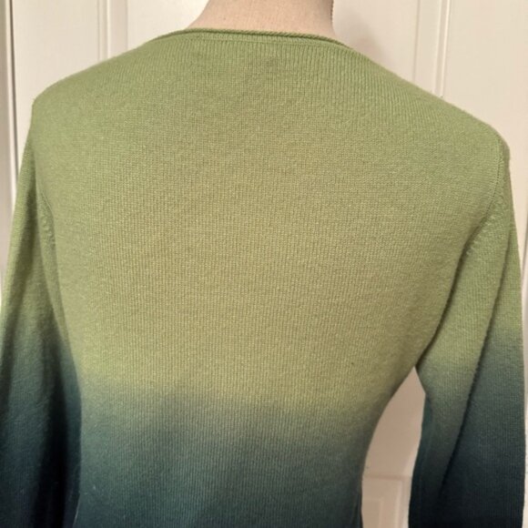 SIMPLY CASHMERE SWEATER ROUND CREW NECK GREEN OMBRE CASHMERE LONG SLEEVE Size M - Picture 7 of 10